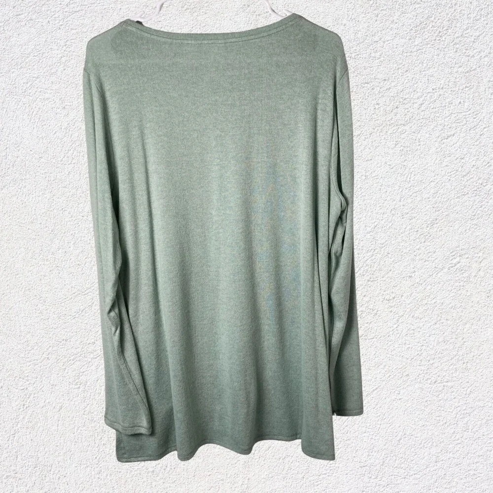Zenergy Chico Green Long Sleeve Soft Crewneck Athlesiure Wrap Front Tunic Cozy - Picture 2 of 9